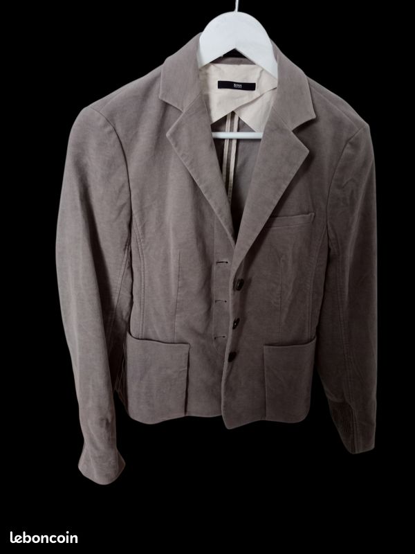 Blazer Femme Hugo Boss Juicyna - Laine Et Viscose Gris Rayé - Taille US 4 / IT 40 - Neuf Sans étiquettes