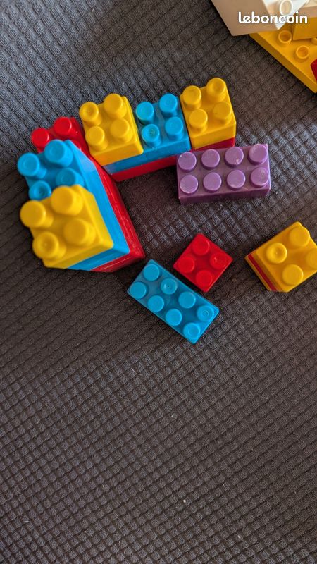 Lot De Briques Duplo Vintage - Jaune, Rouge, Vert, Bleu, Orange - Tracteur Et Voitures