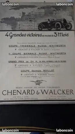 Publicités anciennes années 20/30 voitures anciennes CHENARD & WALCKER - 3 modèles - (image 2)