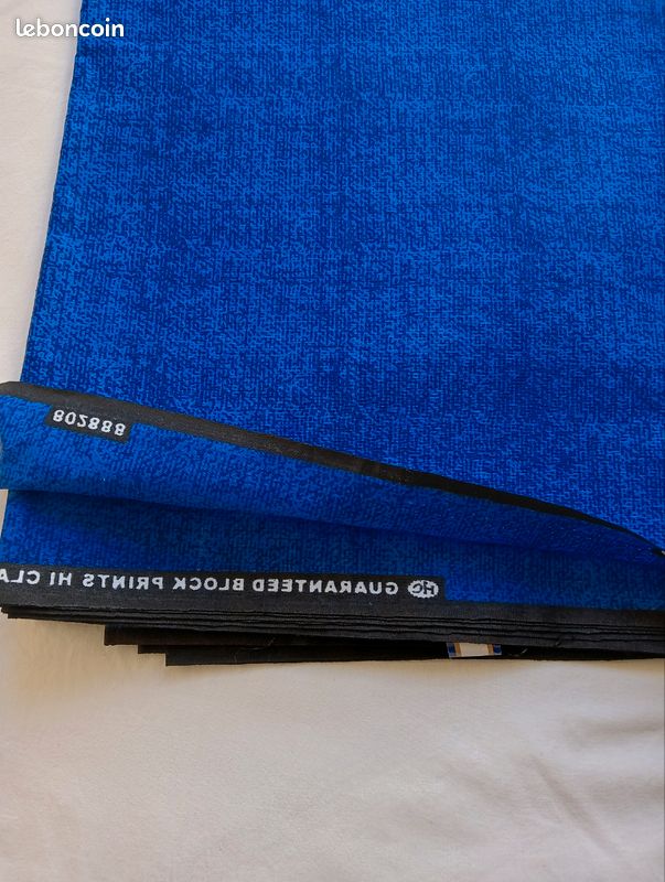 Tissu wax 100% coton 2 yards - bleu, marine, géométrique (image 3)