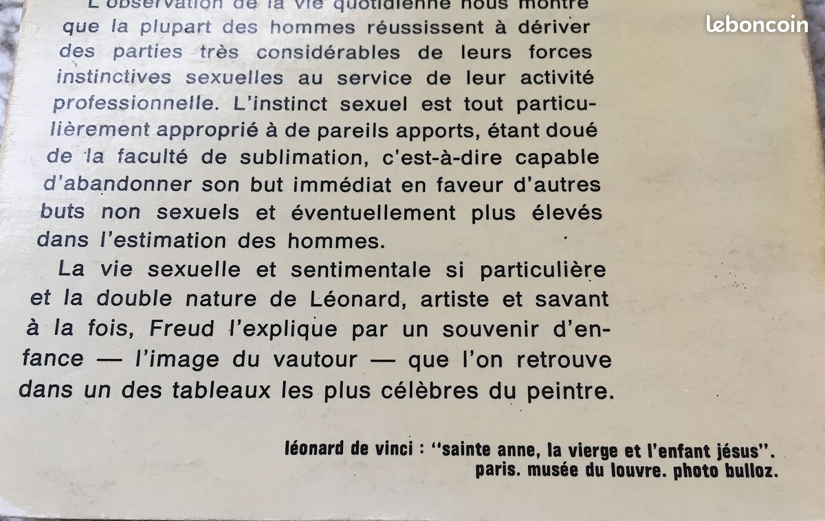 "Un souvenir d'enfance de Léonard de Vinci" de Sigmund Freud - Éditions Gallimard 1977 - Broché - Livre de poche (image 5)