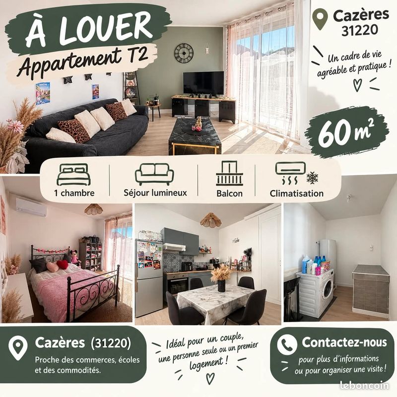 Appartement 3 pièces 60 m² · à Cazères · 60 m² · 510 €/mois
