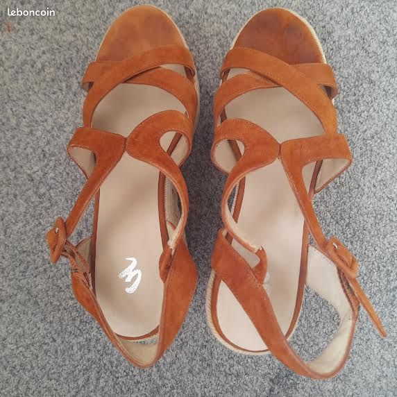 Chaussures femme été Cuir caramel Terracotta T.39 ajourées confortables (image 5)