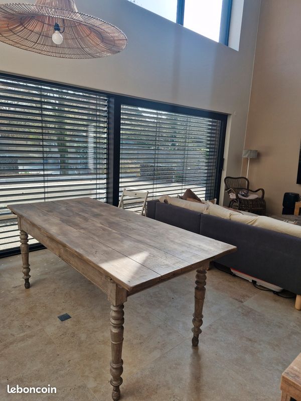 Grande table à manger 2 m en bois – ancien bureau rénové avec tiroirs (image 11)