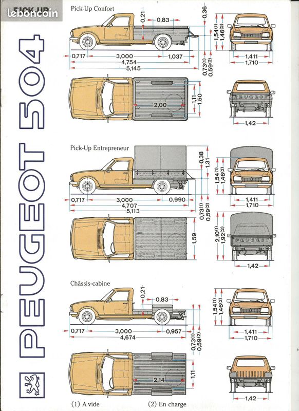 PEUGEOT 504 - 1991 - PICK-UP / catalogue publicitaire brochure dépliant (image 1)