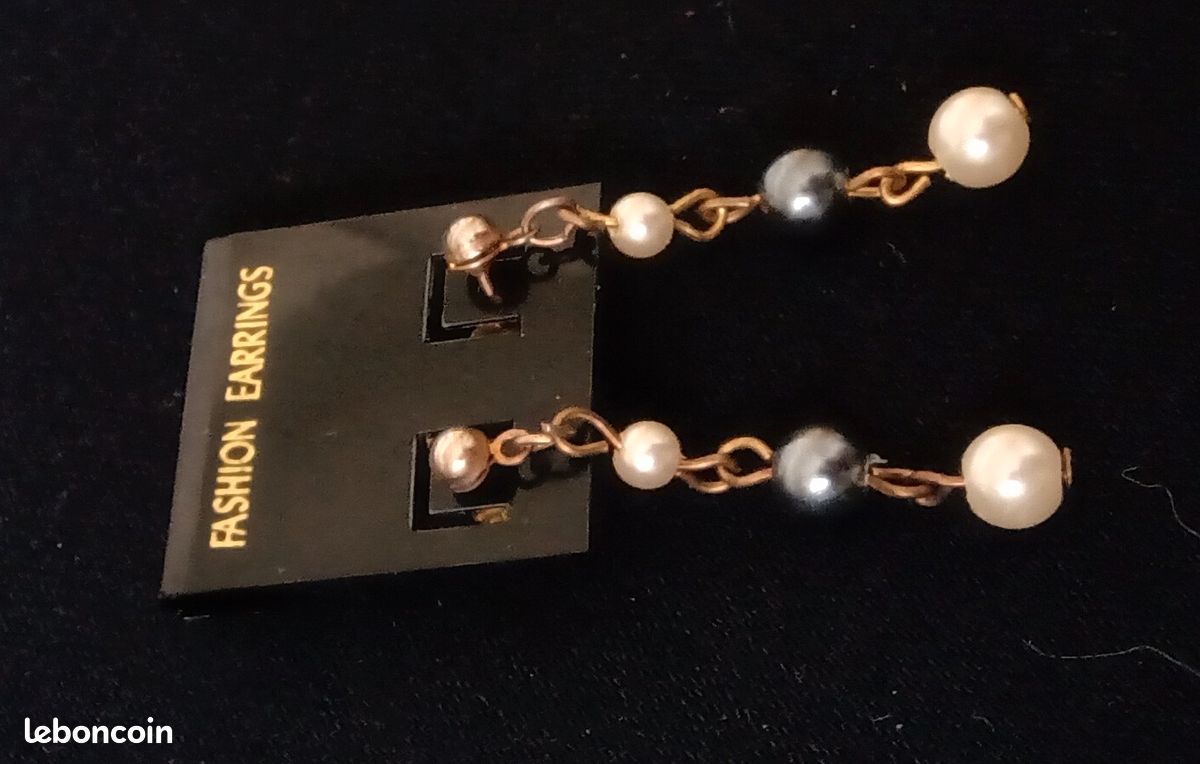 Boucles d'oreilles 3 perles (image 2)