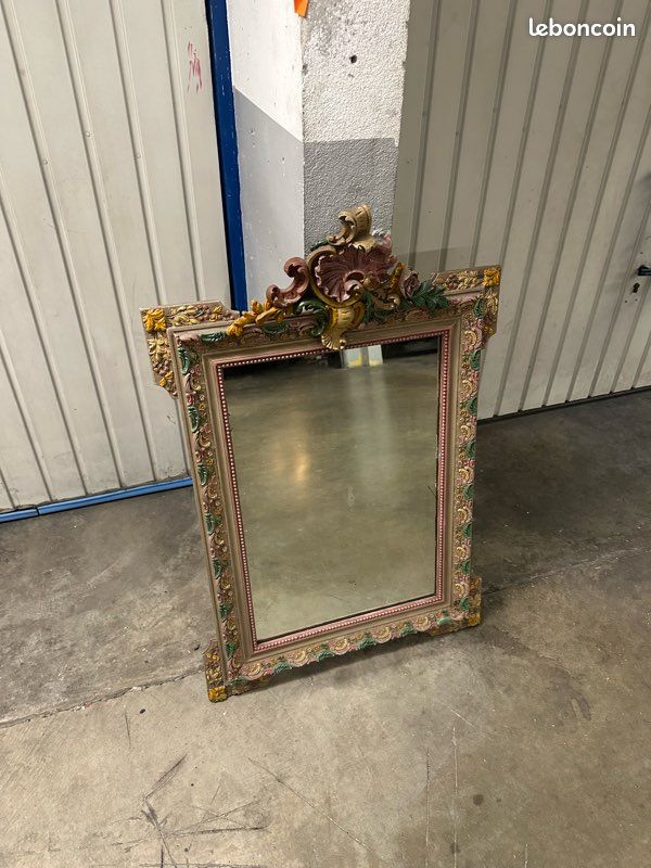 Grand miroir rond ancien patiné/ machine à écrire / livre ect (image 2)