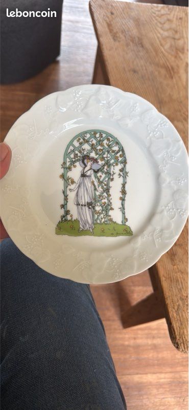 Lot assiettes vintage porcelaine CNP France décor Art nouveau (image 3)