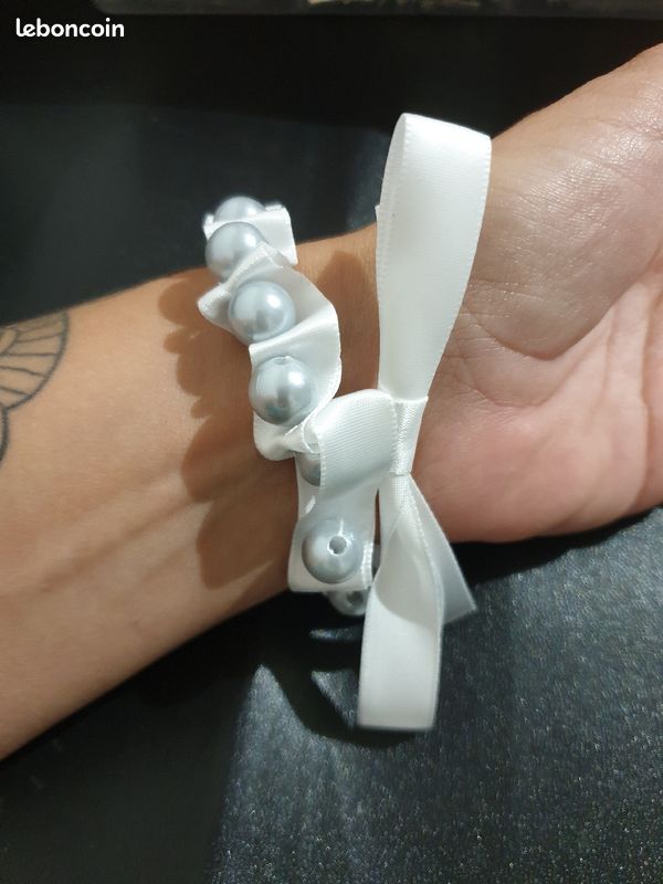 Bracelet ruban satin et perles (image 2)