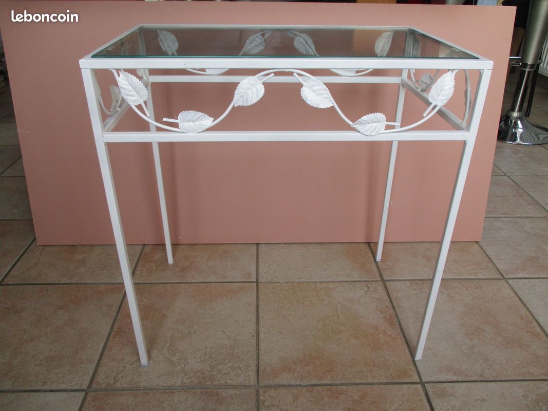 Tablette en fer forgé et verre (image 1)