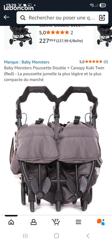 Kuki Twin Sac Transport Poussette Compacte Poussette Double Kuki