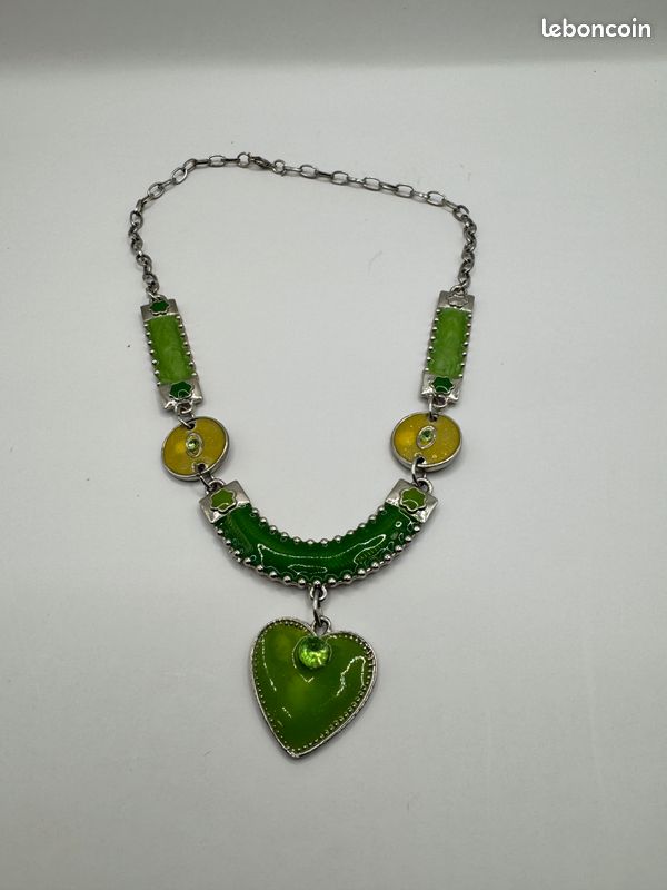 Collier Vintage En Métal Argenté Et Verre - Bijou Rétro Chic Pour Femme
