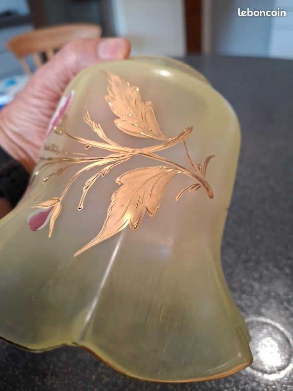 Tulipe lampe à pétrole lampe à huile décor floral dorure art nouveau Belle époque (image 7)
