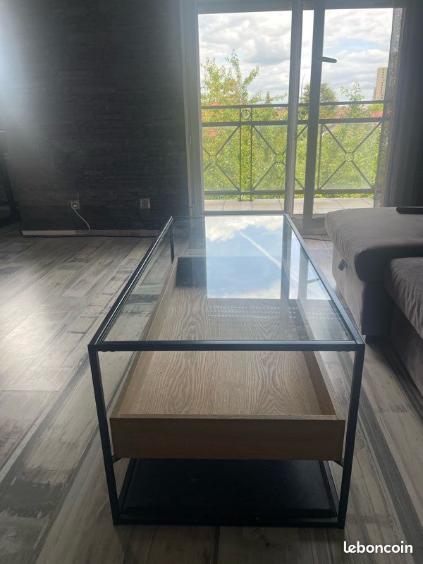Table basse verre et bois (image 2)