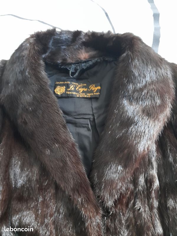 Veste/Manteau En Fourrure De Vison Et Cuir - Taille 44 Femme - Vintage, Occasion Très Bon état (porté 2x)