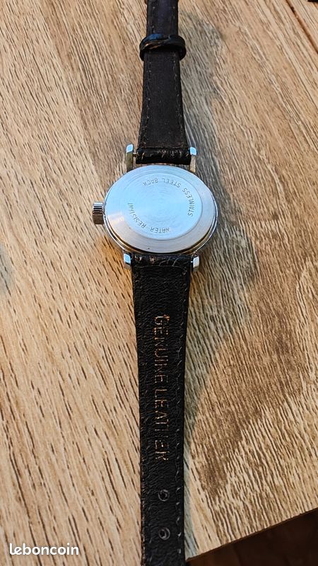 Montre Automatique Vintage Kelton Trias - Boîtier Doré, Bracelet Cuir Noir, Occasion