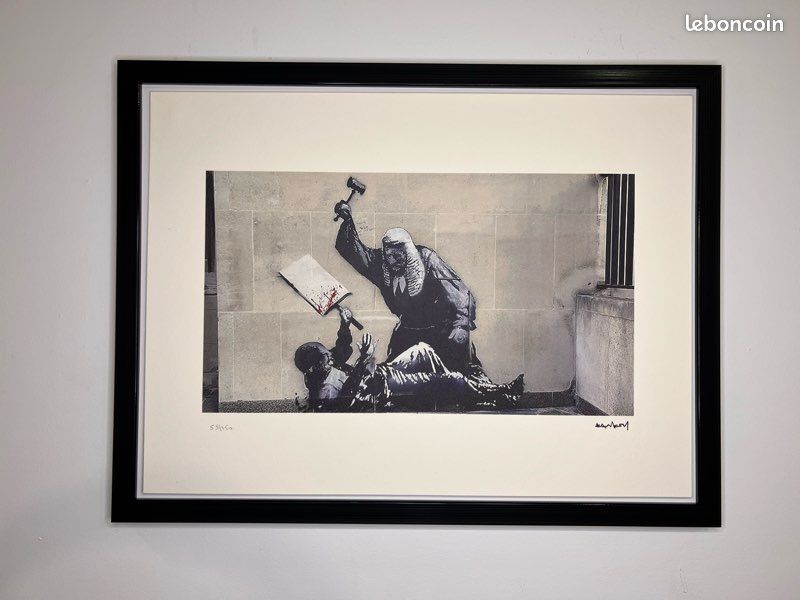 Lithographie Banksy Encadrée Avec Certificat - Œuvre D'art Street Art