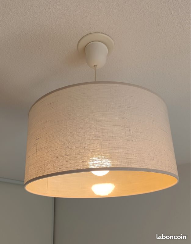 Abat jour, suspension, luminaire blanc gris clair 40x20cm (image 2)