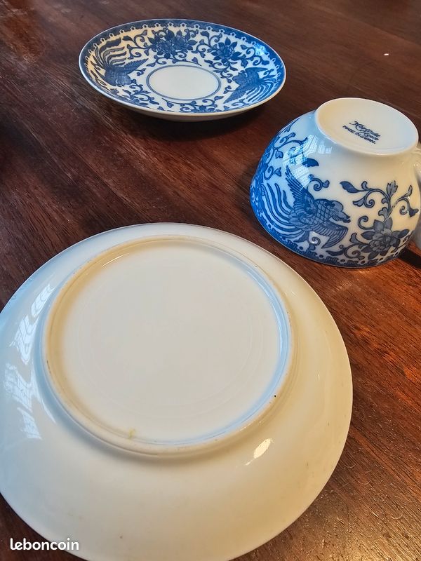 Ensemble porcelaine japonaise rétro Narumi Blue Cathay - Arts de la table