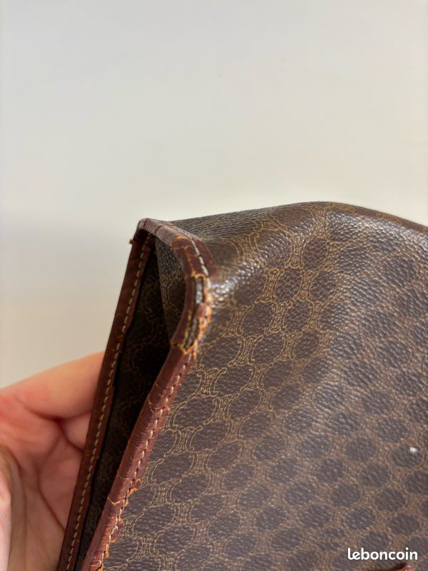 Pochette Vintage Céline Paris En Cuir Marron - Fabriquée En France - Années 80