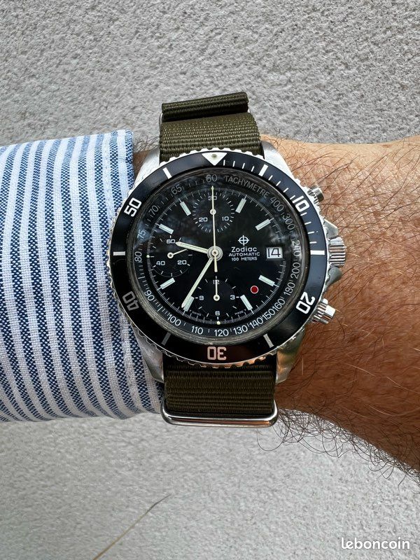 Chronographe Zodiac red dot 🔴 automatique 100 mètres vintage des