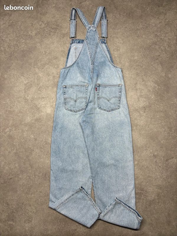 Salopette Levi’s vintage large carpenter trouée denim bleu clair workwear | Taille XS #SLCM236 (image 3)