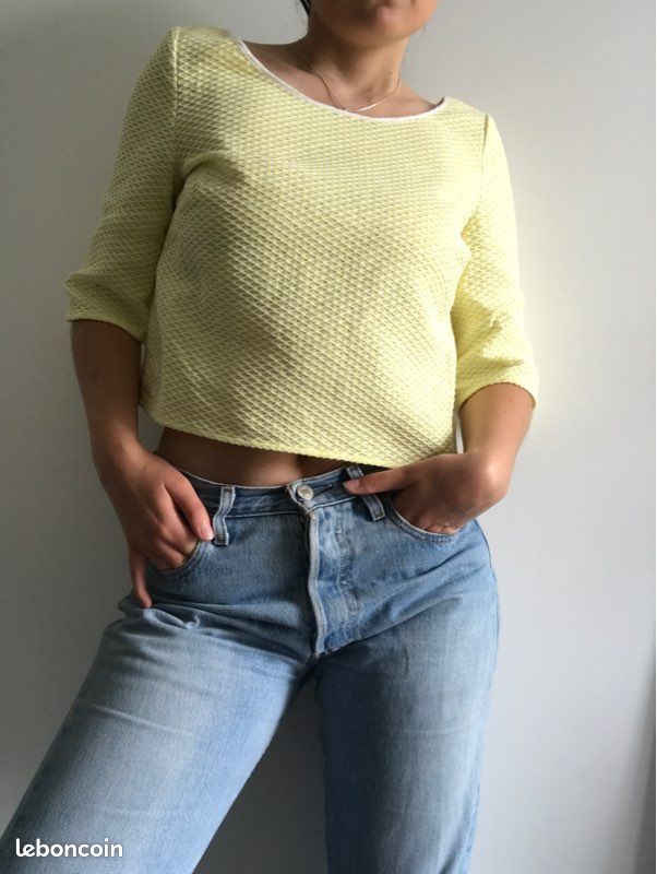 Crop top jaune citron/jaune pastel Nafnaf (image 4)