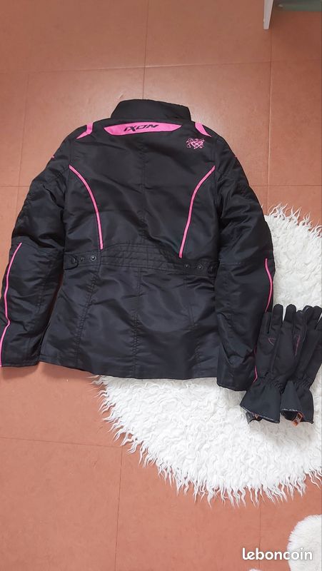 Blouson de moto ixon noir avec protection et gants (image 2)