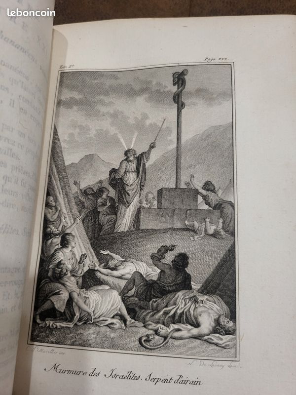 Superbe édition 2 tomes « La Sainte Bible » M. Le Maistre de Saci ornée de 300 figures gravées d’après les dessins de M. Marillier (Paris – Defer de Maisonneuve – de l’imprimerie de Monsieur – 1789) (image 4)