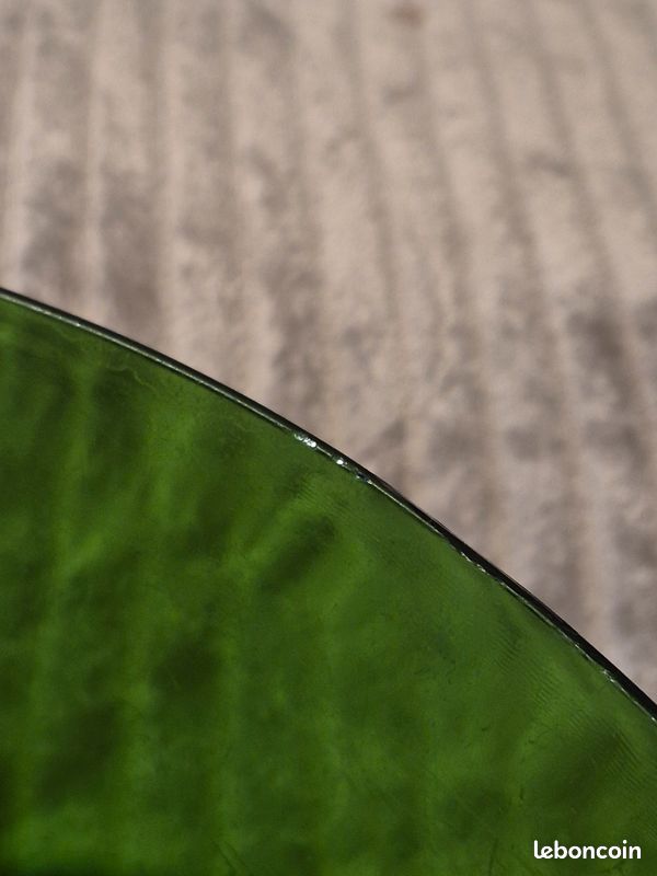 Grand Saladier En Verre Vert Vereco, Style Vintage 70's, Fabrication Française, 23x12 Cm