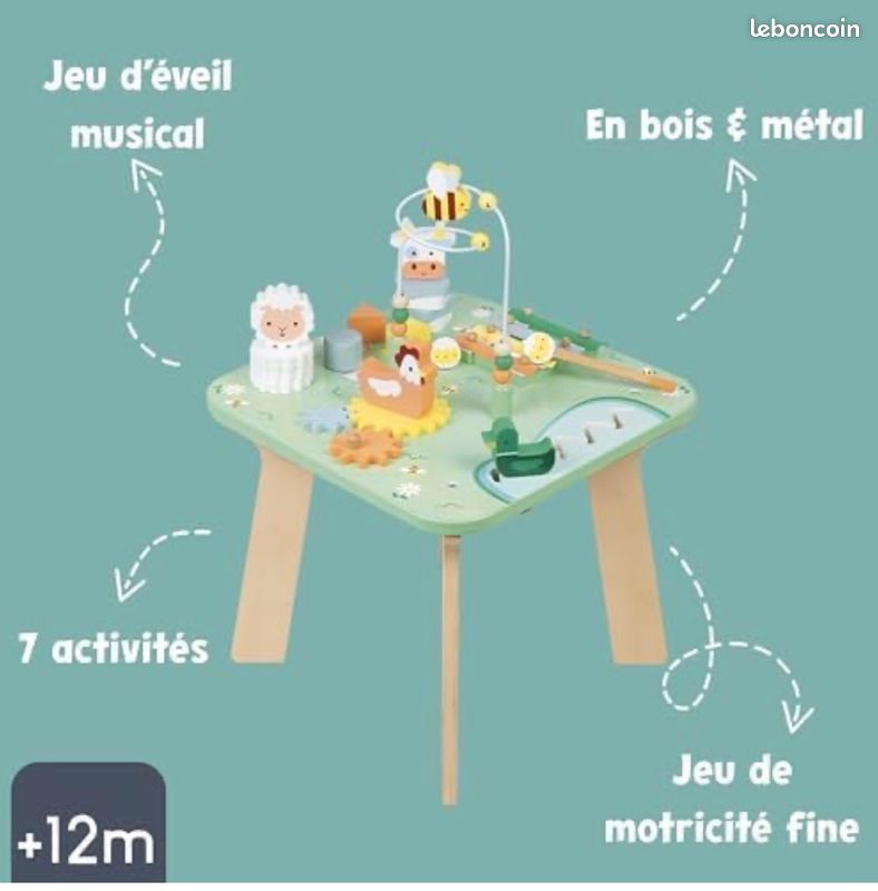 TABLE D’ACTIVITES EN BOIS JANOD Jolie Prairie – 7 activités – dès 12 mois (image 6)