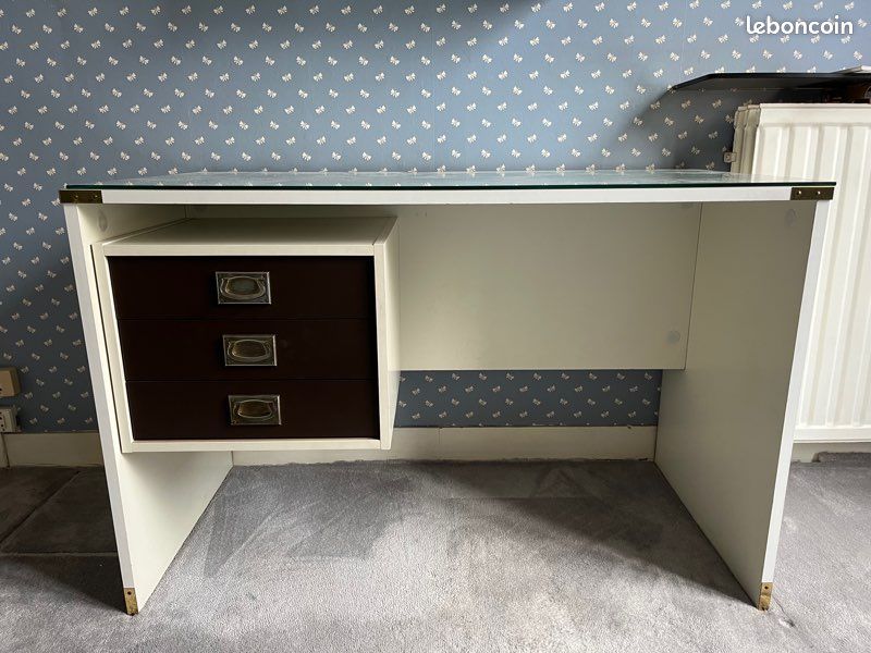 Bureau vintage + plateau en bois 110x55 (image 3)