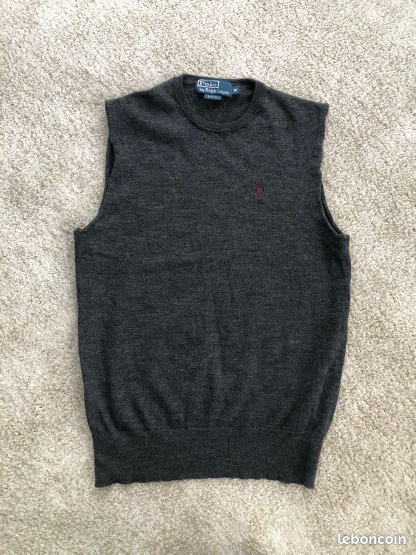 Pull Ralph Lauren sans manche gris (image 2)