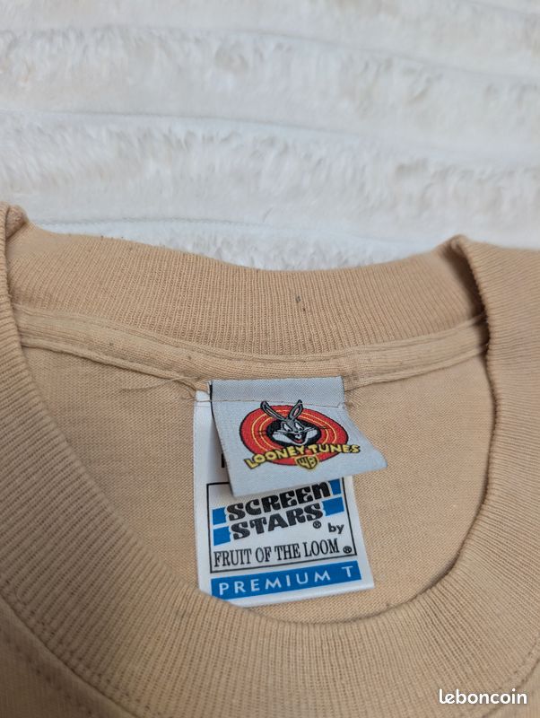 Looney Tunes, t-shirt Taz le démon de Tasmanie, taille M, beige sable, style vintage Y2K cartoon 1999 (image 4)