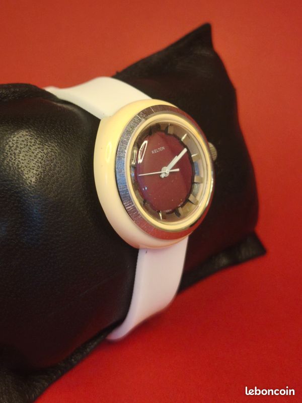 Montre vintage Kelton Pop"fun timer" (70's) cadran bordeaux, révisée & fonctionnelle (image 4)