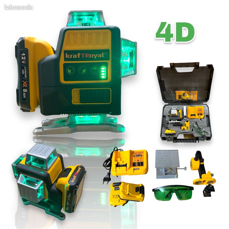 Ej.Life 16 Lignes Niveau Laser mit répied,4x360° Laser Chantier Autonivelant vert 4D,rotatif avec 2400mAh Batteries Rechargeable