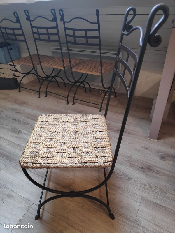 DBN-Chaise en fer forgé et rotin (image 2)