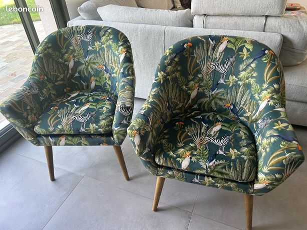 Fauteuil Chiara Atmosphera - Bleu - Structure Contreplaqué, Rembourrage Mousse PU - 63x66.5x79cm