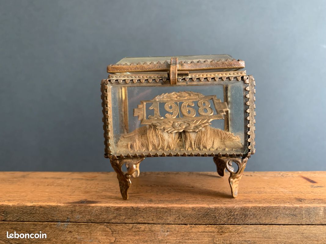 Coffret Bijoux Ancien – Vitrine En Verre Et Laiton – 19ème Siècle – Fabrication Française