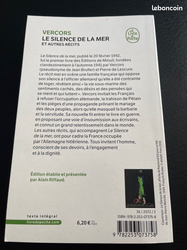 Livre collège "Le silence de la mer et autres récits" (image 3)