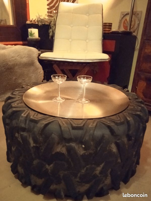 Table basse pneu artisanale (image 9)
