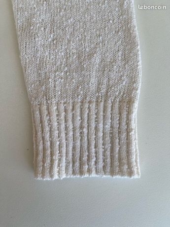 Pull Courrèges Authentique En Coton - Blanc Et Bleu - Taille M - Occasion En Parfait état