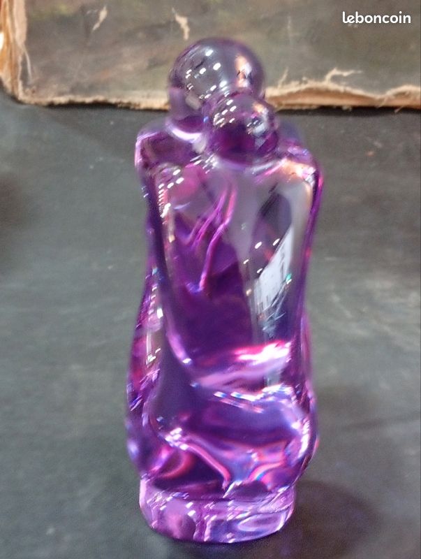 Sculpture en cristal teinté violine. Femme nue assise. Baccarat. R. Rigot. 1970's (image 8)