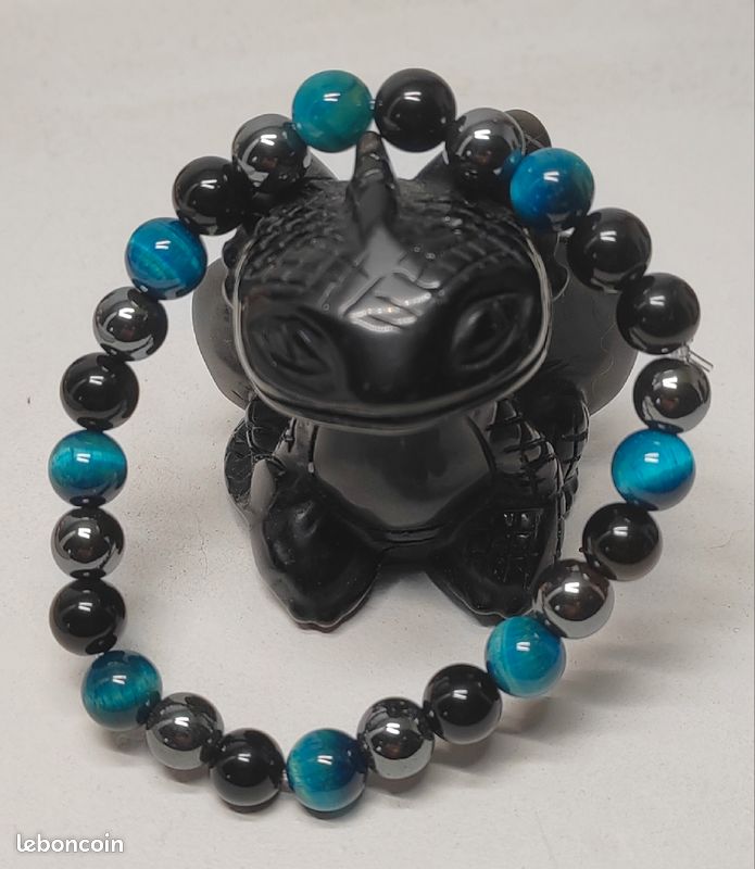 Bracelet de perles "Triple Protection" Bleu (image 1)
