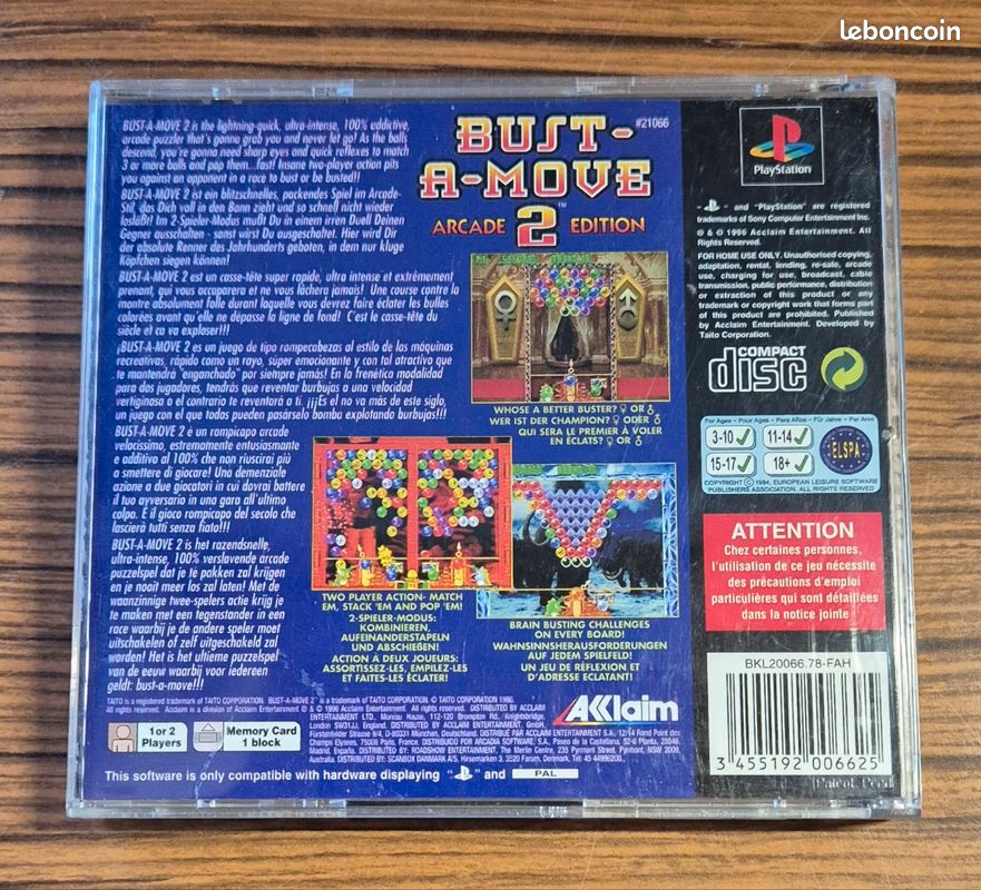 Bust A Move 2 Sony Playstation Ps1 Long Box