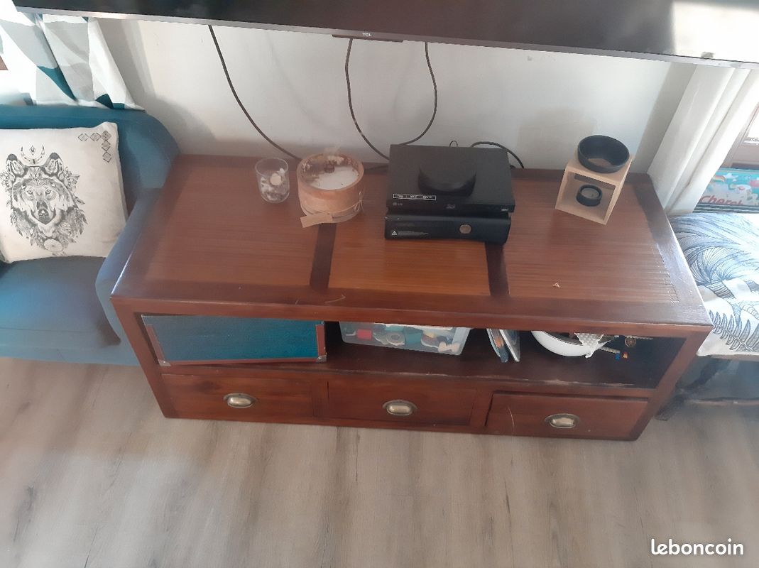 Meuble TV bois exotique (image 3)