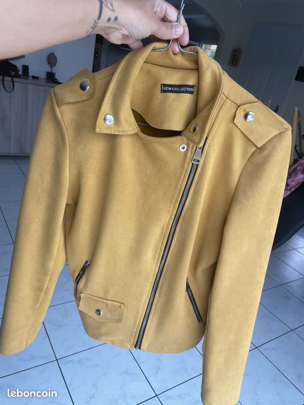 Veste jaune moutarde daim taille M Vêtements