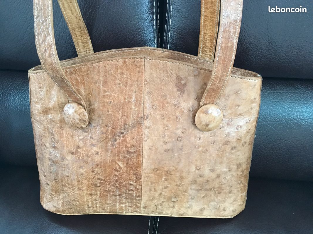 Sac à main peau d’autruche neuf/ beige - camel (image 2)