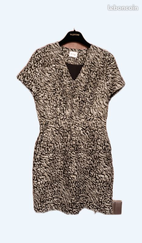 Robe Cocktail Ethina Imprimé Animal - Taille UK 10 (S/M) - Cire Enduite, Sans Manches - Neuve Scellée
