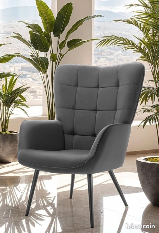 Fauteuil Tectake en velours côtelé neuf (image 2)